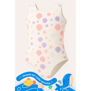 Vestido de baño entero en microfibra para niña